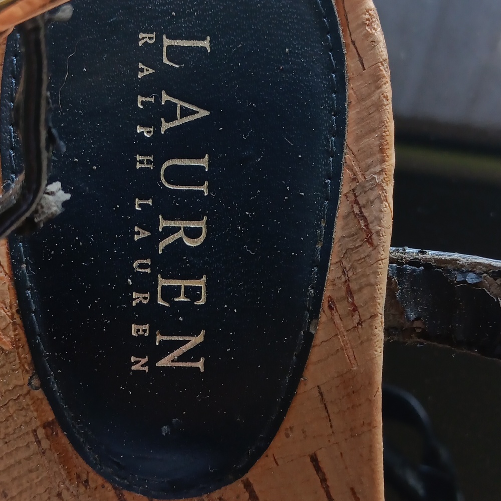 Pre Loved RL Navy Cork Sandals.5.5M - Picture 5 of 9
